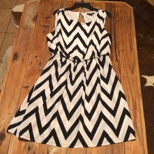 Black and white chevron dress